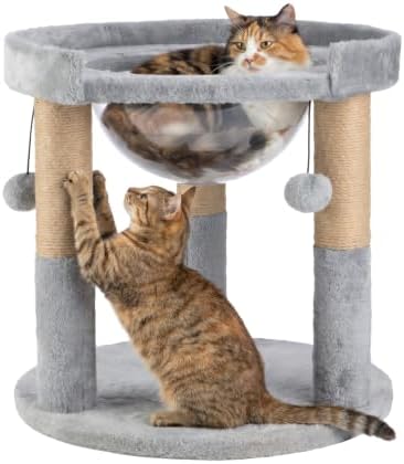 PETMAKER Cat Hammock Cat Tree with Scratching Post, Gray, 19” x 17”