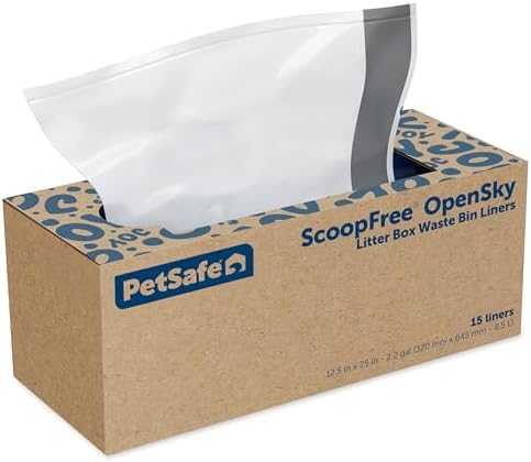PetSafe Waste Bin Liners – Drawstring Liners for ScoopFree OpenSky Litter Box – Easy Cleanup, 15 Count