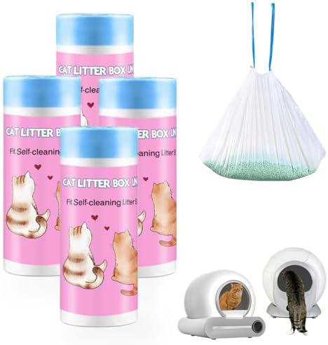 100 Count Self-Cleaning Cat Litter Box Liners Compatible With Pet Cove Automatic Cat Litter Box, 19" x 18" Drawstring Heavy Duty Kitty Litter Receptacles Bags Replacement Trash Bag