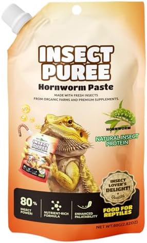 Crested Gecko Food Insect Puree, Hornworm Paste Reptile Food Made with Fresh Insects 2.82oz
