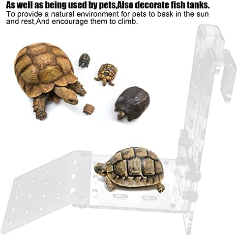 Zerodis Turtle Basking, Transparent Tortoise Resting Terrace Aquatic Reptile Basking Turtle Hanging Ramp Climbing Shelf for Aquarium(TA)