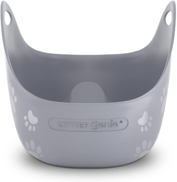 Litter Genie Cat Litter Box in Flexible Plastic with Handles, High Walls