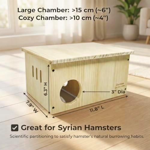 Solid Pine Syrian Hamster House Multi Chamber 11.8"x7.9"x6.3"