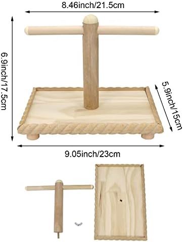 Litewoo Natural Wood Bird Perch Stand Desktop Parrot Training Toy, Beige