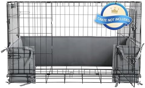 Hombys Dog Crate Bumper with Ties - Soft Crate Accessory (Do Not Include Cage) (Dark Grey, 36"x22")