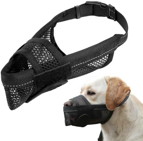 Medium Large Dog Muzzles to Prevent Biting with Soft Nylon(Black XL