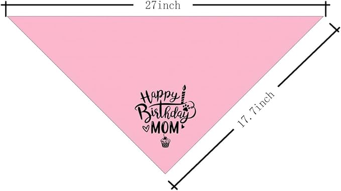 Dog Bandana, Happy Birthday Mom Dog Bandana, Dogs Scarf Classical Pink Printing - Image 2