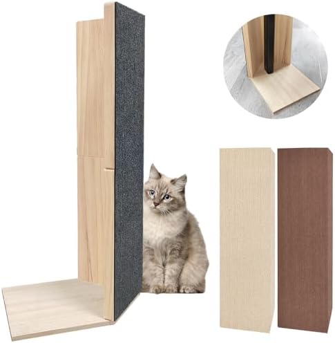 24" Tall Couch Corner Scratching Post with 3Pcs Replaceable Self-Adhesive Cat Scratching Post Carpet, Cat Scratch Pad Mat- Stylish Indoor Cat Scratcher Board Furniture Protector