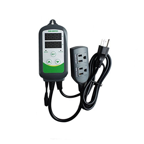 Inkbird Dual Stage Temperature Controller Heating and Cooling with AC 100 to 240V ITC-308S and NTC Probe for Grow Room Fermentation Fridge Brewing