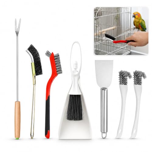 Bird Cage Cleaner Parakeet Cage Accessories Cleaning Brush Tool Set, Bird Poop Remover Cleaning Tools Set for Bird Cages, Rabbit Cages, Hamster Cages and Parrot Cages Accessories