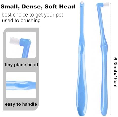 Three Sided Dog Toothbrush Kit, 2 Size Dog Toothbrush for Adult Puppy with Small Soft Head, Pet Teeth Deep Clean Dense Brush, Small Tooth Cleaning