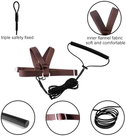 VANFAVORI Adjustable Bird Harness Elastic with 80-inch Flying Leash, Coffee Brown