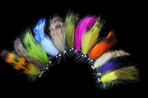 Tigofly 12pcs Weighted Head Zonker Streamer Trout Fly Fishing Flies Size #6