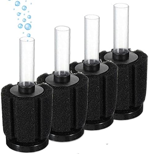 Bio Sponge Filter Air Pump Driven Up to 20 Gallon Each, Breeding Fry Betta Shrimp Fish Tank Aquarium (Small 4-Pack)