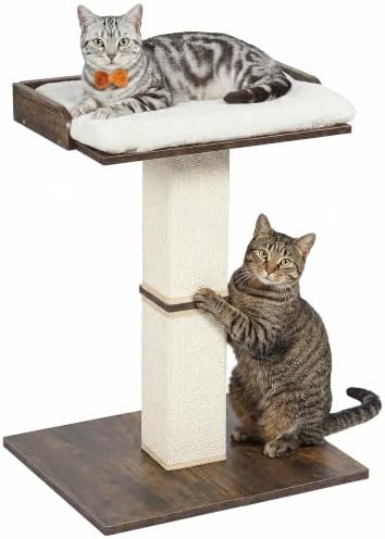 25.2" Retro Cat Scratching Post with Perch for Indoor Cats