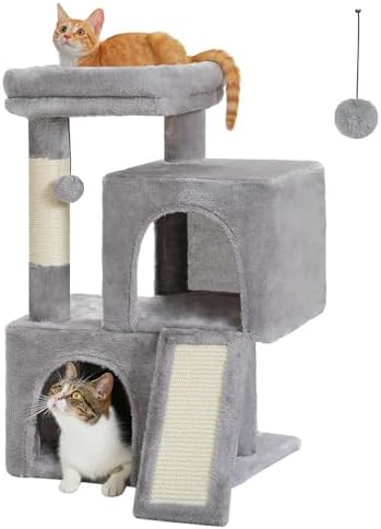 PAWZ Road Cat Tree, 30 Inches Cat Tower Bundle with PAWZ Road Cat Tunnel Collapsible S Shape 10.5 Inches in Diameter