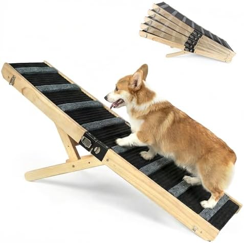 MTERSN Foldable Dog Ramp for Bed, Couch, SUV, Support Up to 200lbs, Gray