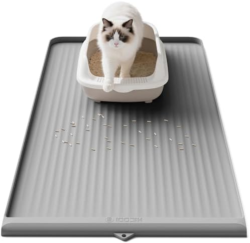 Cat Litter Mat 36"x24", Waterproof Litter Trapping Mat, Grey