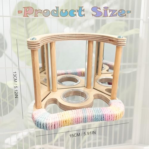 Parakeet Toys Bird Mirror with Perch Stand, 3 Mirrors