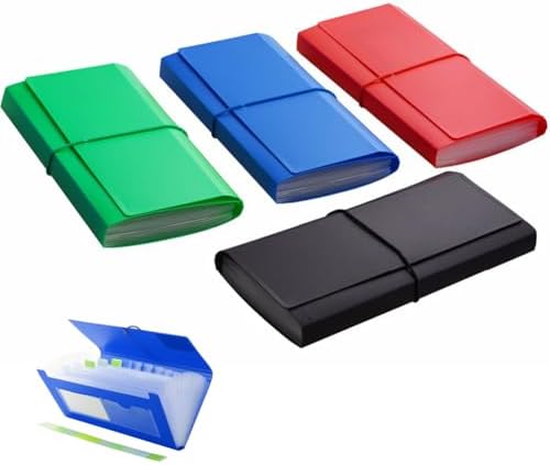 4 Pack Receipt Organizer, 13 Pocket Small Accordion File Folder for Coupons