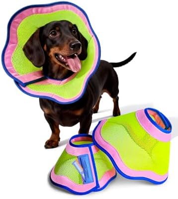 Dog Cone Collar,Adjustable Protective Recovery Cone for Dogs After Surgery,Breathable Elizabethan Collars for Dogs Cats,Comfy & Soft Pet Cone for Wound Care,Spay,Neuter