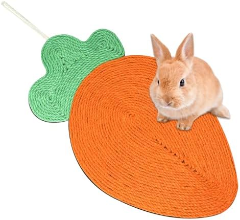Rabbit Scratching Pad - Carrots, Natural Sisal Rabbit Pad for Claw and Teeth Care, Chewing, Sleeping and Nesting, Bunny Scratch Mat for Most Small Animals - Indoor & Cage