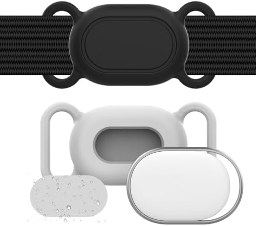 2 Pack Pets Collar Holder for Xiaomi Tag,Lostproof Tracker, Pet Tracking, Waterproof Protective Case (Black+White)