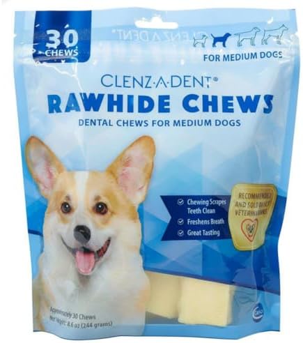 Medium Clenz a Dent Rawhide Chews for Dogs 11-25 Lbs
