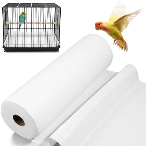 100 Ft x 17.3 Inch Bird Cage Liner, Disposable White Non-Woven Bird Cage Liners Large Size Precut Absorbent Cushion Pad Mat Accessories for Pet, Parrot, Animal