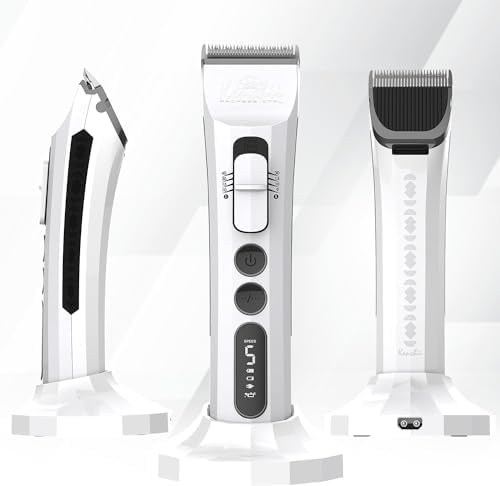 Kenchii Flash Cordless Dog Grooming Clipper, 4-in-1 Blade, White