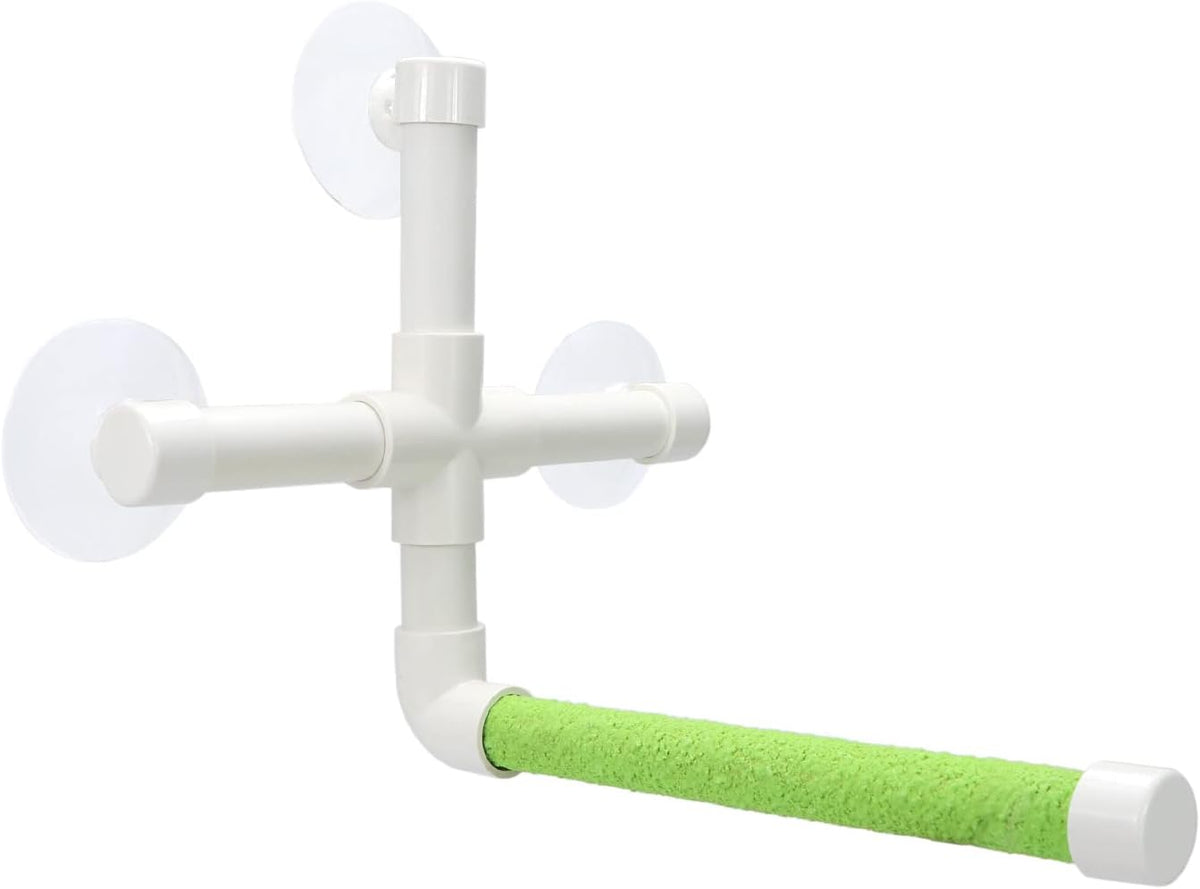 Bird Portable Suction Cup Shower Perch Window Wall Standing Platform for Parrot Parakeet Conure Cockatiel African Grey (Random Color)