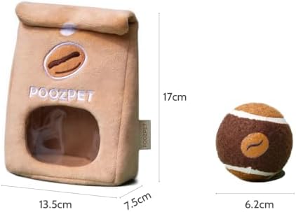 Coffee Bean Toy Set, Interactive Enrichment Toy with Foraging Puzzle Bag and 2 Balls