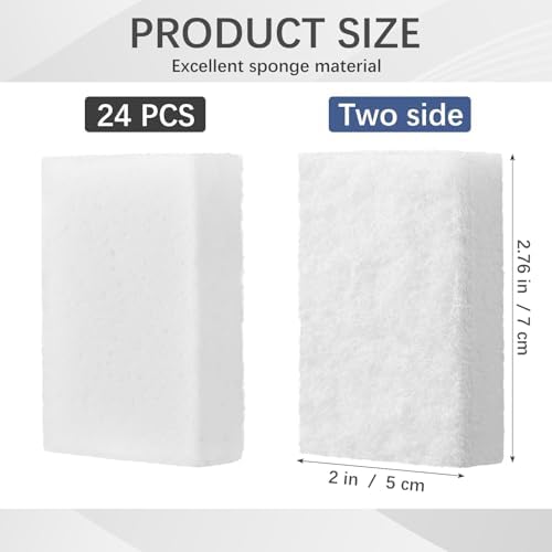 Vesici 24 Pcs Aquarium Cleaning Sponge, Double Side, Non Scratch, White