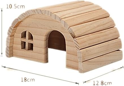 Natural Chewable Hamster Hideout Wooden Hut Lovely Fairy House for Dwarf Hamsters, Small,(7 x 5 x 4 inch)