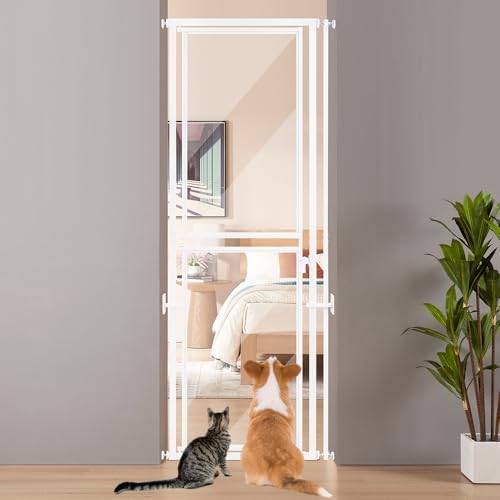 beeNbkks 79" Tall Anti-Climb Cat Gate, Extra Tall Clear Pet Barrier