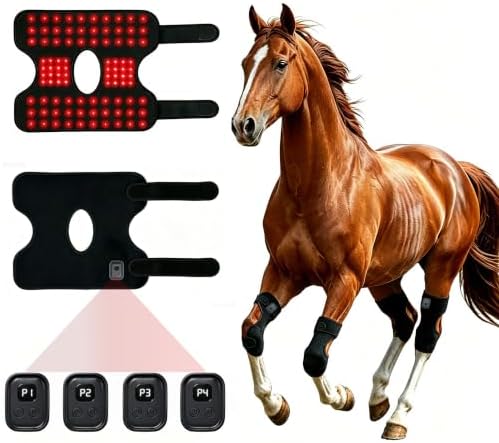 4 Modes Cordless Red Light Therapy Belt for Horse Hind Knee Brace with LCD