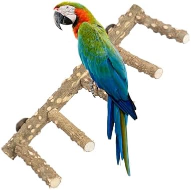 Bird Ladder Perch for Cage - Natural Wooden Bridge, Exercise Stands for Parrot Climbing - Pet Training Ladders - Hanging Playground -Toys for Parakeet, Cockatiel, Conures, Lovebirds, Budgie