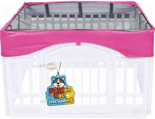 Dog Playpen Mesh Top Cover Fits 36 Inch 4-Panel Pet Play Pen,Pink