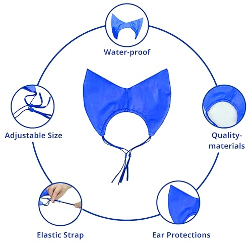 Cat Shower Cap and Bath Brush set, Cat Ear Cover and Grooming Bathing Brush for Cats Puppy Small Dogs, Cat Ear Protection Stuff, Small Dog Cat Bathing Supplies, Pet Accessories (Blue)