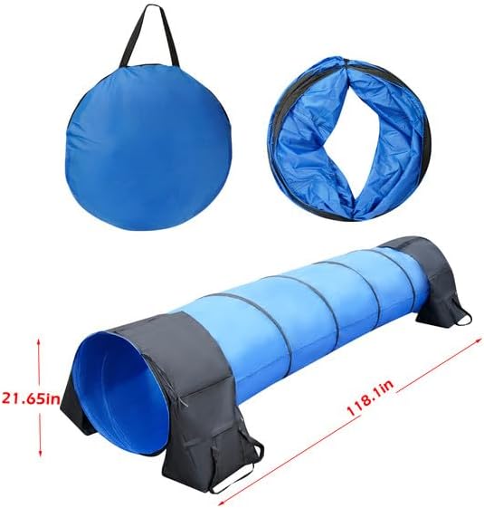 10 ft Dog Agility Tunnel with Sandbags for Training