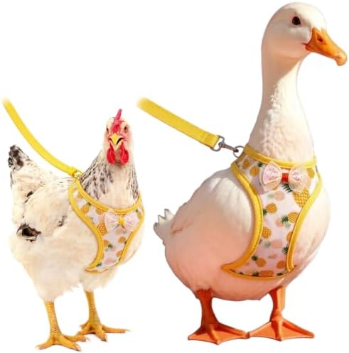 Chicken Harness with Leash, Duck Harness Vest for Goose Hans Yellow, Medium