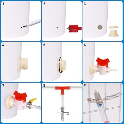 Automatic Rabbit Watering System Kit Rabbit Water Dispenser Include 12 Nipple Drinker, Hose, Connector, Hole Opener, Small Animal Water Feeder (Silver, 12 Nipple Drinker Kit)