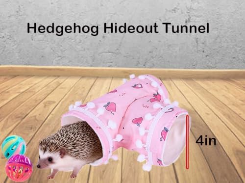 5 Pcs Hedgehog Adjustable Hammock with Hideout Tunnel Interactive Bell Ball Toys Stuffed Toy 3 Way Collapsible Small Pet Tunnels and Tubes Hedgehog Hide Hanging Bed for Cage Accessories