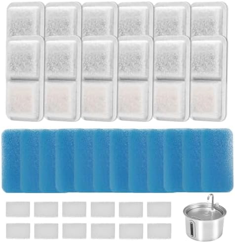 (12 Pack) Cat Water Fountain Filters Replacement Compatible with oneisall Cat Water Fountain, Cat Fountain Filters for 67oz/2L Stainless Steel Cat Fountain