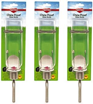 Kaytee 3 Pack of Chew-Proof Small Pet Water Bottles, 12 Ounce Capacity, for Rabbits, Ferrets, Guinea Pigs and Chinchillas