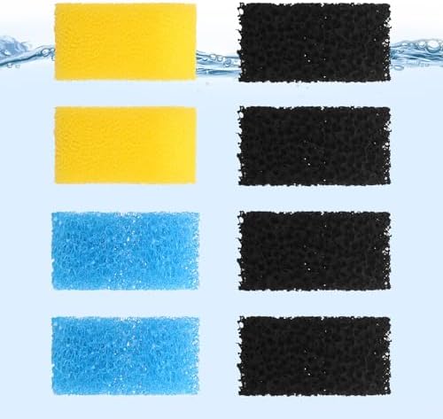 AquaMiracle Aquarium Filter Replacement Sponge, Fish Tank Filter Replacement Parts, Including 2 x Coarse Sponge, 2 x Fine Sponge & 4 x Carbonized Sponge (for Model: QF088/QF188/QF288)