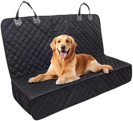 Dog Car Seat Cover for Backseat, Scratchproof & Waterproof Pet Bench Car Seat Covers, Auto Rear Seats Cover Fits Armrest & Seatbelt, Nonslip Backseat Protector for Cars Trucks SUVs