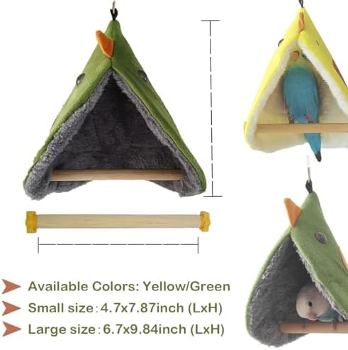 Bird Snuggle Tent - Hanging Sleeping Hut with Perches for Small Birds Parrot Parakeet Cockatiel Conure Budgie Finch Quaker