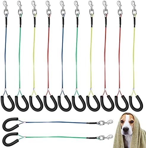12 Pcs 4 Colors Dog Grooming Loop Noose Restraint Loops Long Noose for Pet Grooming Table Bath Tub Medium Large Small Dog Bathing Station