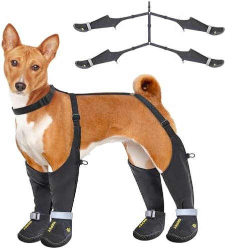 Idepet Dog Suspender Boots, Anti-Slip & Fall Waterproof Tall Shoes Legging for Small Medium Dog, Adjustable Suspender Boots for Winter Snow Rain Hiking Paws Protector 5